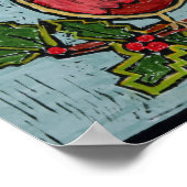 クリスマスレッドロビン、グリーンホリーレッドベリー ポスター (角)