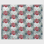 クリスマスレッドローゼブルーススススウィンターホリデー ラッピングペーパー (フラット)