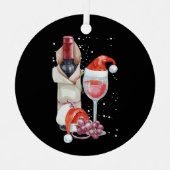 クリスマスレッドワイングラスSanta Hat メタルオーナメント (正面)