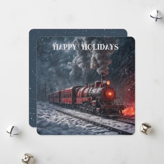 クリスマスレッドヴィンテージスノートレイン シーズンカード (正面/裏面インサイチュ)