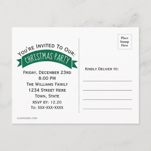 クリスマスレッドヴィンテージトラックが日付を保存 インビテーションポストカード (裏面)