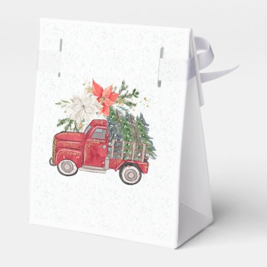 クリスマスレッドヴィンテージトラックとツリー結婚ズ フェイバーボックス (裏面サイド)
