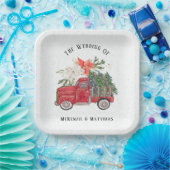 クリスマスレッドヴィンテージトラックとツリー結婚ズ ペーパープレート (パーティー)