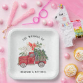 クリスマスレッドヴィンテージトラックとツリー結婚ズ ペーパープレート (パーティー)