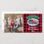 クリスマスレッドヴィンテージトラックバッファロープレイド写真 シーズンカード (正面/裏面)