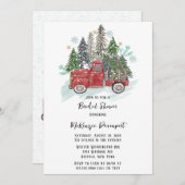 クリスマスレッドヴィンテージトラックブライダルシャワー 招待状 (正面/裏面)