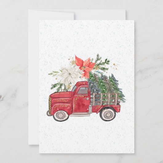 クリスマスレッドヴィンテージトラックブリデスメイド昼食会 招待状 (裏面)