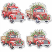 クリスマスレッドヴィンテージトラック シール (正面)