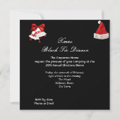 クリスマスレッド企業のブラックタイディナーパーティー 招待状 (裏面)