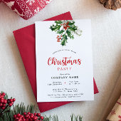 クリスマスレッド企業のホリデーパーティイニビテーション シーズンカード