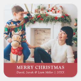 クリスマスレッド写真シール スクエアシール