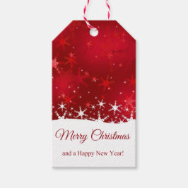 クリスマスレッド冬の雪片 ギフトタグ