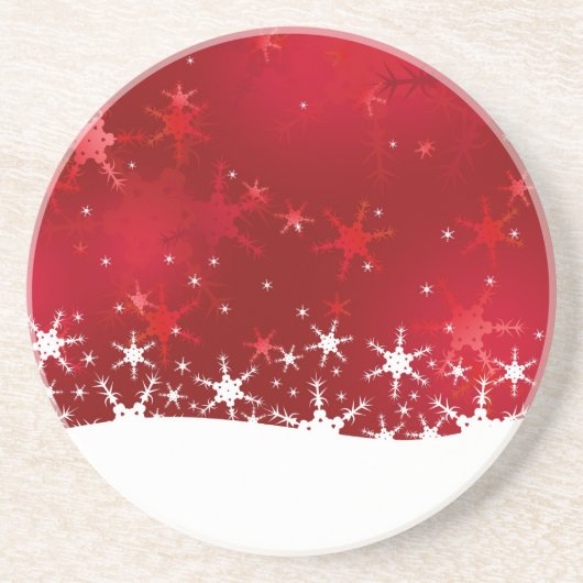 クリスマスレッド冬の雪片 コースター (正面)