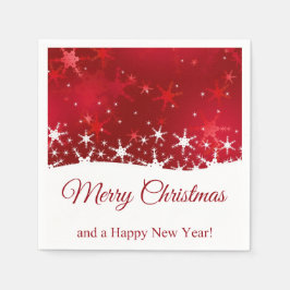 クリスマスレッド冬の雪片 スタンダードカクテルナプキン