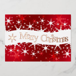 クリスマスレッド冬の雪片 箔シーズンカード