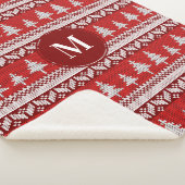 クリスマスレッド北欧モミの木&ホワイト |モノグラム シェルパブランケット (3/4)