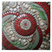 クリスマスレッド大理石の円パターン タイル (正面)