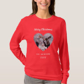 クリスマスレッド家族の写真ハート名mother tシャツ (正面)