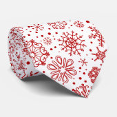 クリスマスレッド抽象芸術雪の結晶オンホワイト ネクタイ (ロール)