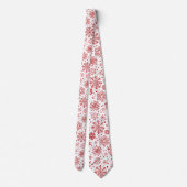 クリスマスレッド抽象芸術雪の結晶オンホワイト ネクタイ (裏面)