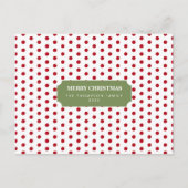 クリスマスレッド水玉模様ファミリー名年 シーズンポストカード (正面)