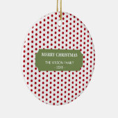 クリスマスレッド水玉模様ファミリー名年 セラミックオーナメント (右)