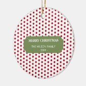 クリスマスレッド水玉模様ファミリー名年 セラミックオーナメント (左)