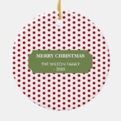 クリスマスレッド水玉模様ファミリー名年 セラミックオーナメント (裏面)