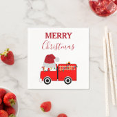 クリスマスレッド消防車 スタンダードカクテルナプキン (インサイチュ)