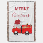 クリスマスレッド消防車 スローブランケット (正面縦)