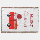 クリスマスレッド消防車 スローブランケット (正面)