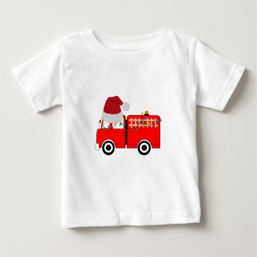 クリスマスレッド消防車 ベビーTシャツ (正面)