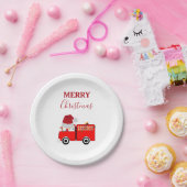 クリスマスレッド消防車 ペーパープレート (パーティー)
