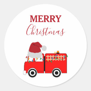 クリスマスレッド消防車 ラウンドシール