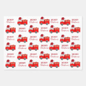 クリスマスレッド消防車 ラッピングペーパーシート (正面2)