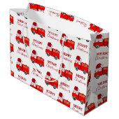 クリスマスレッド消防車 ラージペーパーバッグ (裏面アングル)