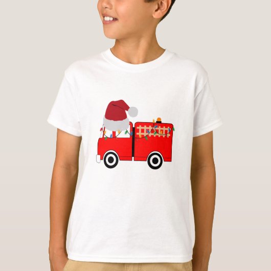 クリスマスレッド消防車 Tシャツ (正面)