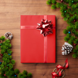 クリスマスレッド無地のカラー ラッピングペーパー
