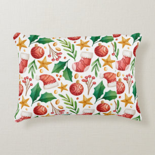 クリスマスレッド球根、ポインセチアのパーツとナット アクセントクッション