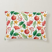 クリスマスレッド球根、ポインセチアのパーツとナット アクセントクッション (裏面)