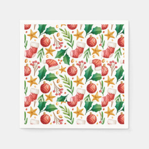 クリスマスレッド球根、ポインセチアのパーツとナット スタンダードカクテルナプキン