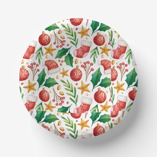 クリスマスレッド球根、ポインセチアのパーツとナット ペーパーボウル (正面)