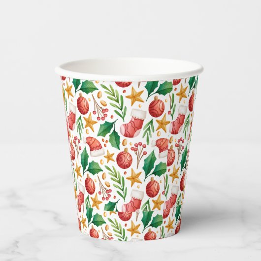 クリスマスレッド球根、ポインセチアのパーツとナット 紙コップ (正面)