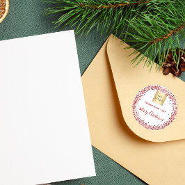 クリスマスレッド白グリッターのビジネスロゴ ラウンドシール