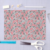 クリスマスレッド白黒ウィンターホリーベリー 薄葉紙 (クラフト)