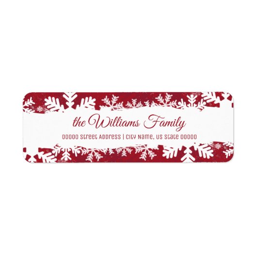 クリスマスレッド素朴スノーフレーク戻りアドレス ラベル (正面)