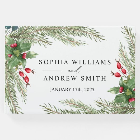 クリスマスレッド結婚ベリー ゲストブック (正面)