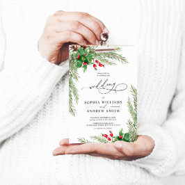 クリスマスレッド結婚ベリー 招待状