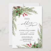 クリスマスレッド結婚ベリー 招待状 (正面)