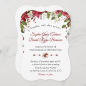 クリスマスレッド結婚ホワイトポエセ結婚ティア 招待状 (正面/裏面)